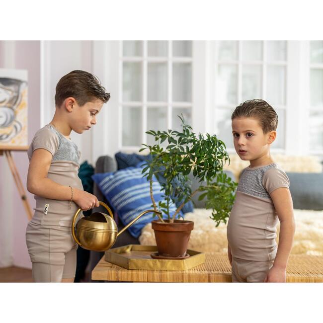 Boys Speckled Smocked Top & Short Set, Grey - Mixed Apparel Set - 2