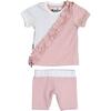 Diagonal Ruffle 2-Piece Top & Short Set, Mauve - Mixed Apparel Set - 1 - thumbnail