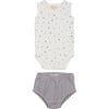 Boys Sleeveless Onesie & Bloomers Set, Grey - Mixed Apparel Set - 1 - thumbnail