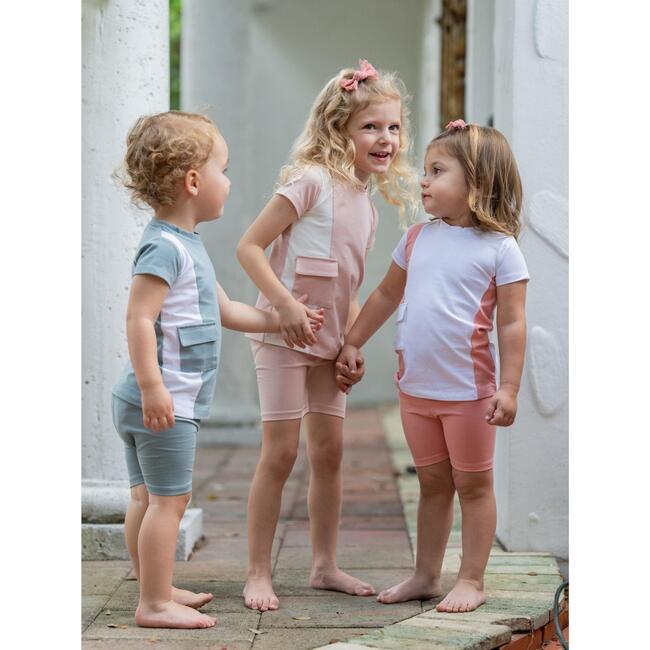 Color-Block Pocket Tee & Short Set, White & Denim Blue - Mixed Apparel Set - 4