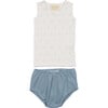 Boys Sleeveless Onesie & Bloomers Set, Blue - Mixed Apparel Set - 1 - thumbnail