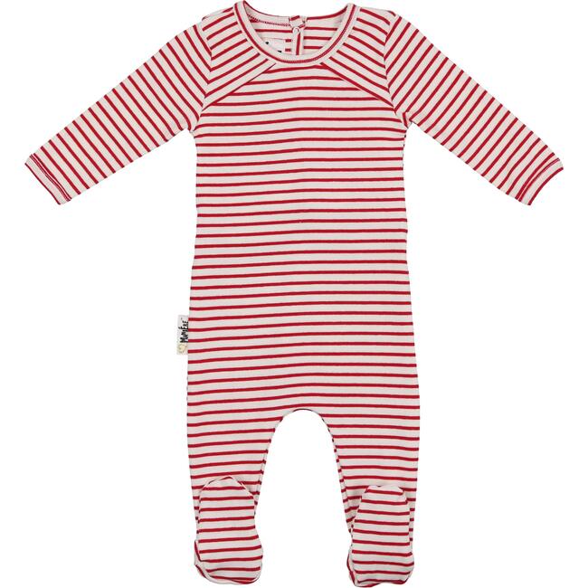 Directional Striped Footie, Strawberry