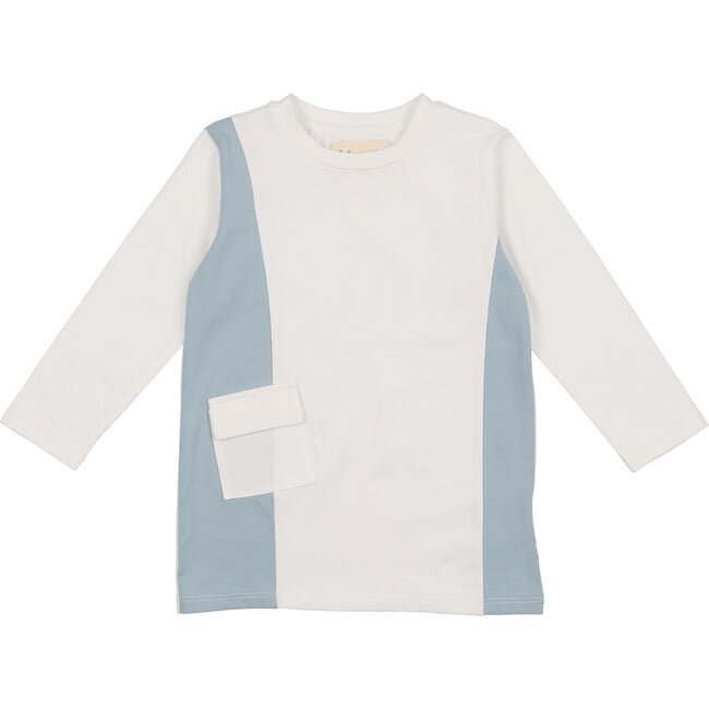 Colorblock Pocket 3-Quarter Sleeves Tee, Mauve & White - Shirts - 3