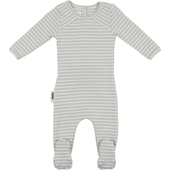 Directional Striped Footie, Sage