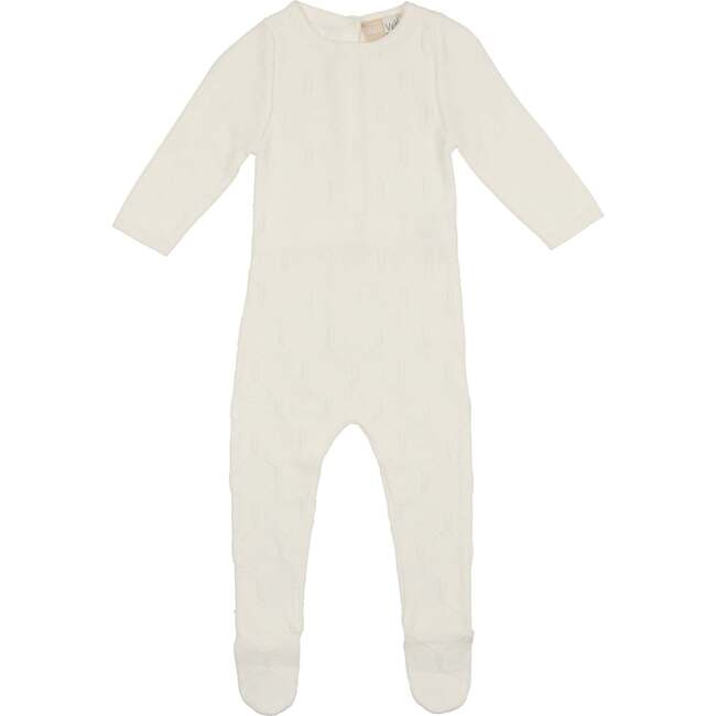 Boys Honeycomb Knit Footie, Ivory