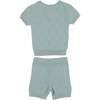 Boys Honeycomb Knit 2-Piece Top & Short Set, Aqua - Mixed Apparel Set - 1 - thumbnail