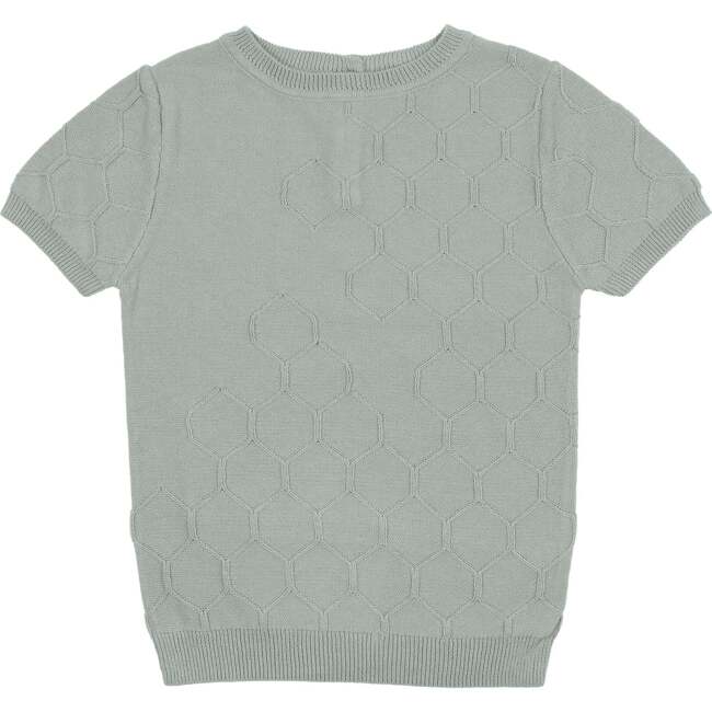 Boys Honeycomb Knit Shirt, Aqua - Shirts - 3