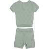 Boys Honeycomb Knit 2-Piece Top & Short Set, Sage - Mixed Apparel Set - 1 - thumbnail