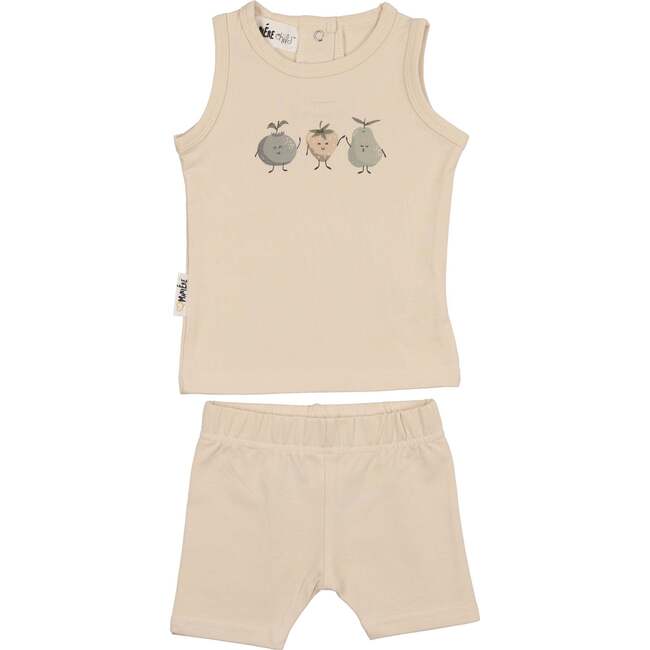 Boys Fruity Friends Print 2-Piece Tank & Short Set, Sand