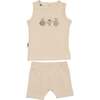 Boys Fruity Friends Print 2-Piece Tank & Short Set, Sand - Mixed Apparel Set - 1 - thumbnail