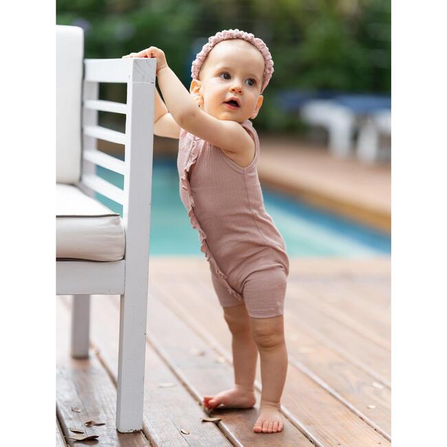 Cotton Gauze Ruffle Romper, Sand - Onesies - 2