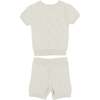 Boys Honeycomb Knit 2-Piece Top & Short Set, Ivory - Mixed Apparel Set - 1 - thumbnail