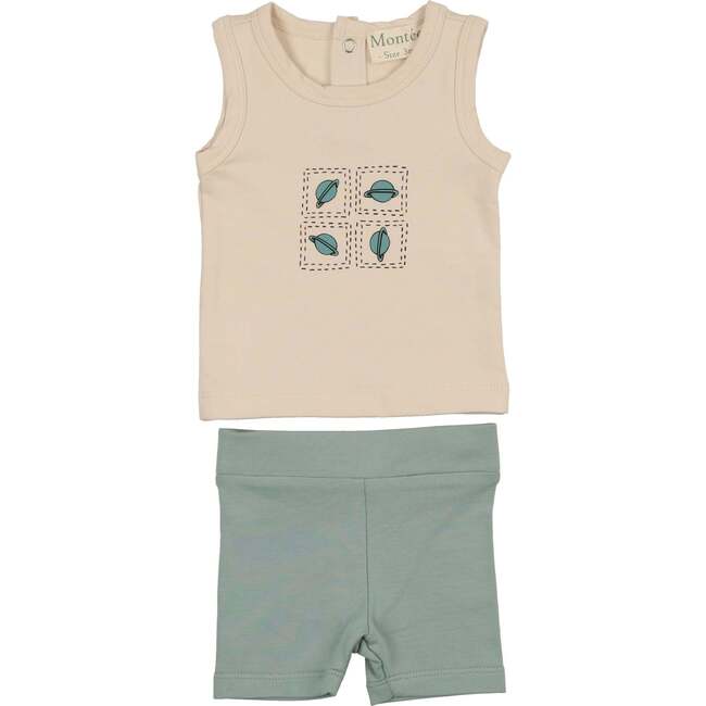 Boys Boxy Belt Bag Sleeveless Tee & Short Set, Sand