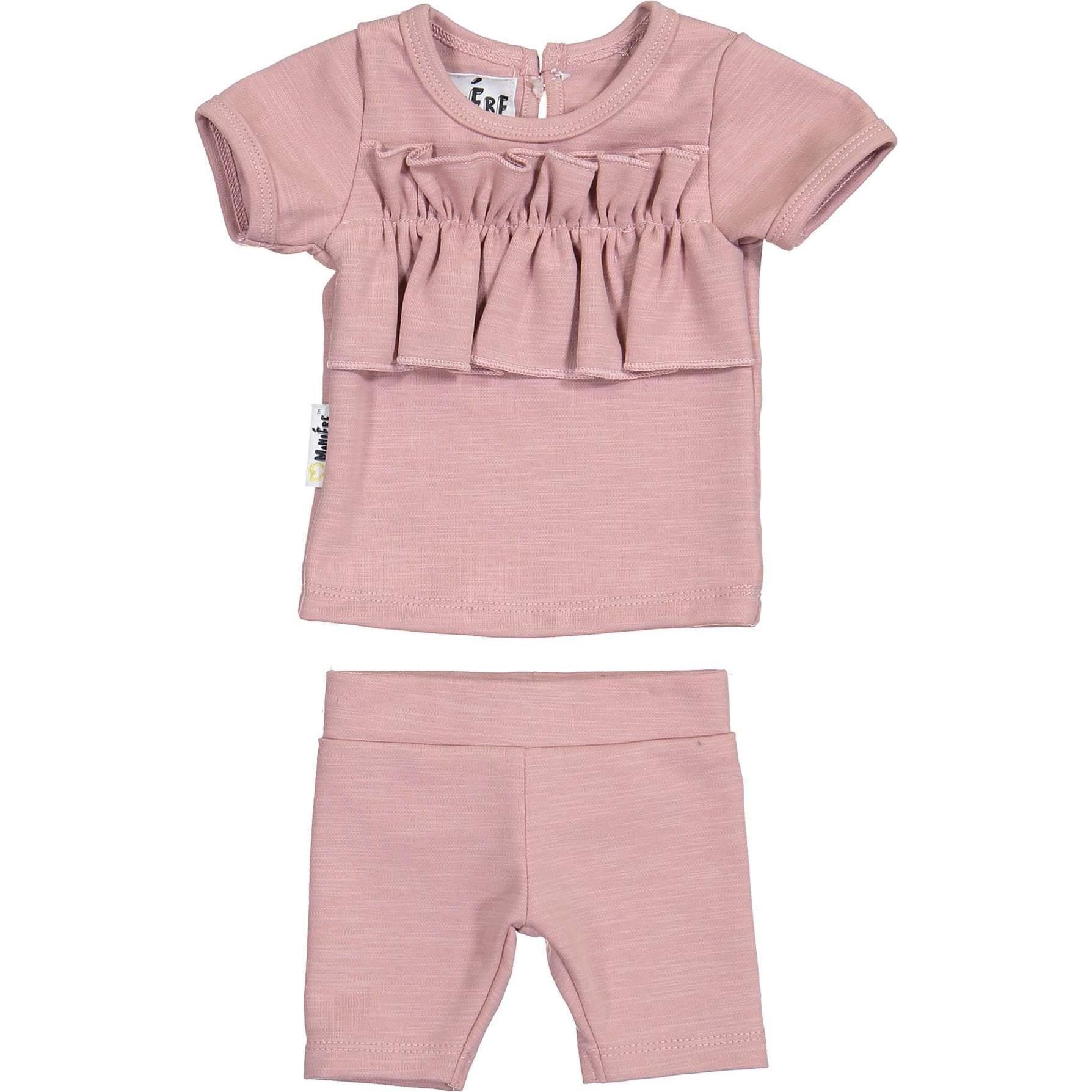 Chest Ruffle 2-Piece Top & Short Set, Mauve - Mixed Apparel Set - 1