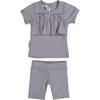 Chest Ruffle 2-Piece Top & Short Set, Grey - Mixed Apparel Set - 1 - thumbnail