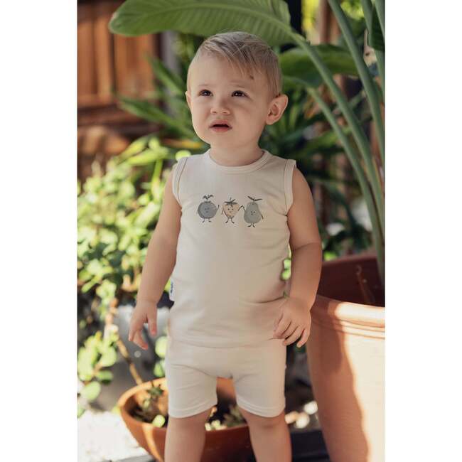 Boys Fruity Friends Print 2-Piece Tank & Short Set, Sand - Mixed Apparel Set - 3