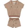 Beach Terry Pullover Top & Short Set, Sand - Mixed Apparel Set - 1 - thumbnail