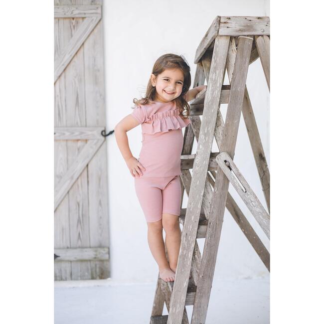 Chest Ruffle 2-Piece Top & Short Set, Mauve - Mixed Apparel Set - 2