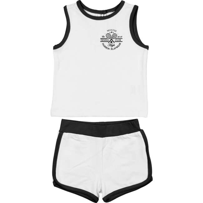 Baby Tennis Club Unisex Sleeveless Tee & Short Set, Black & White