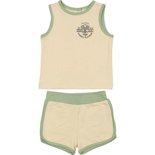 Baby Tennis Club Unisex Sleeveless Tee & Short Set, Cream
