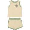 Baby Tennis Club Unisex Sleeveless Tee & Short Set, Cream - Mixed Apparel Set - 1 - thumbnail