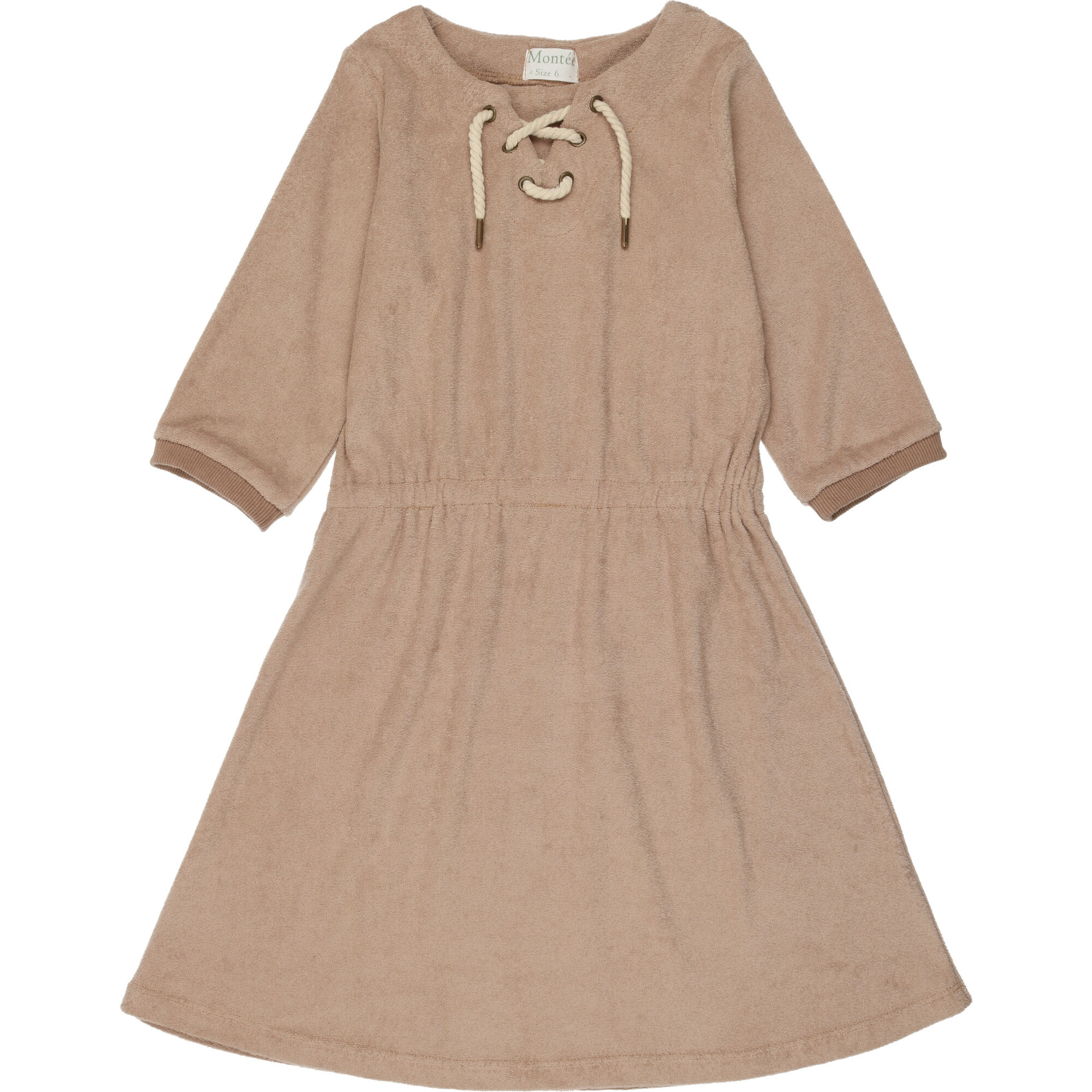 Beach Terry 3-Quarter Sleeve Dress, Sand - Dresses - 1