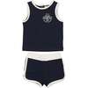 Baby Tennis Club Unisex Sleeveless Tee & Short Set, Navy - Mixed Apparel Set - 1 - thumbnail