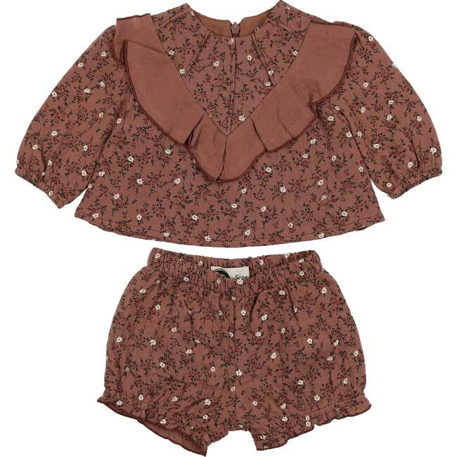 Baby Floral Ruffle Front Top & Short Set, Rose
