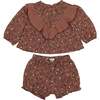 Baby Floral Ruffle Front Top & Short Set, Rose - Mixed Apparel Set - 1 - thumbnail