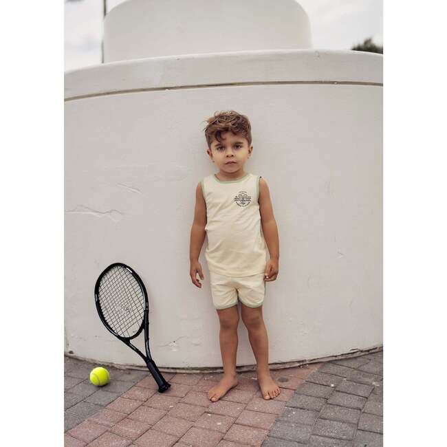 Baby Tennis Club Unisex Sleeveless Tee & Short Set, Cream - Mixed Apparel Set - 2