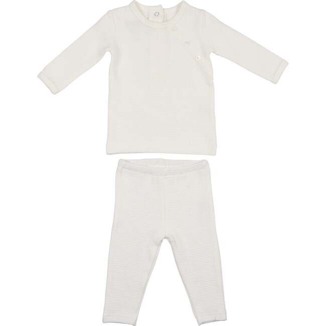 Boys Quilted Waffle 2-Piece Loungewear Set, Ivory