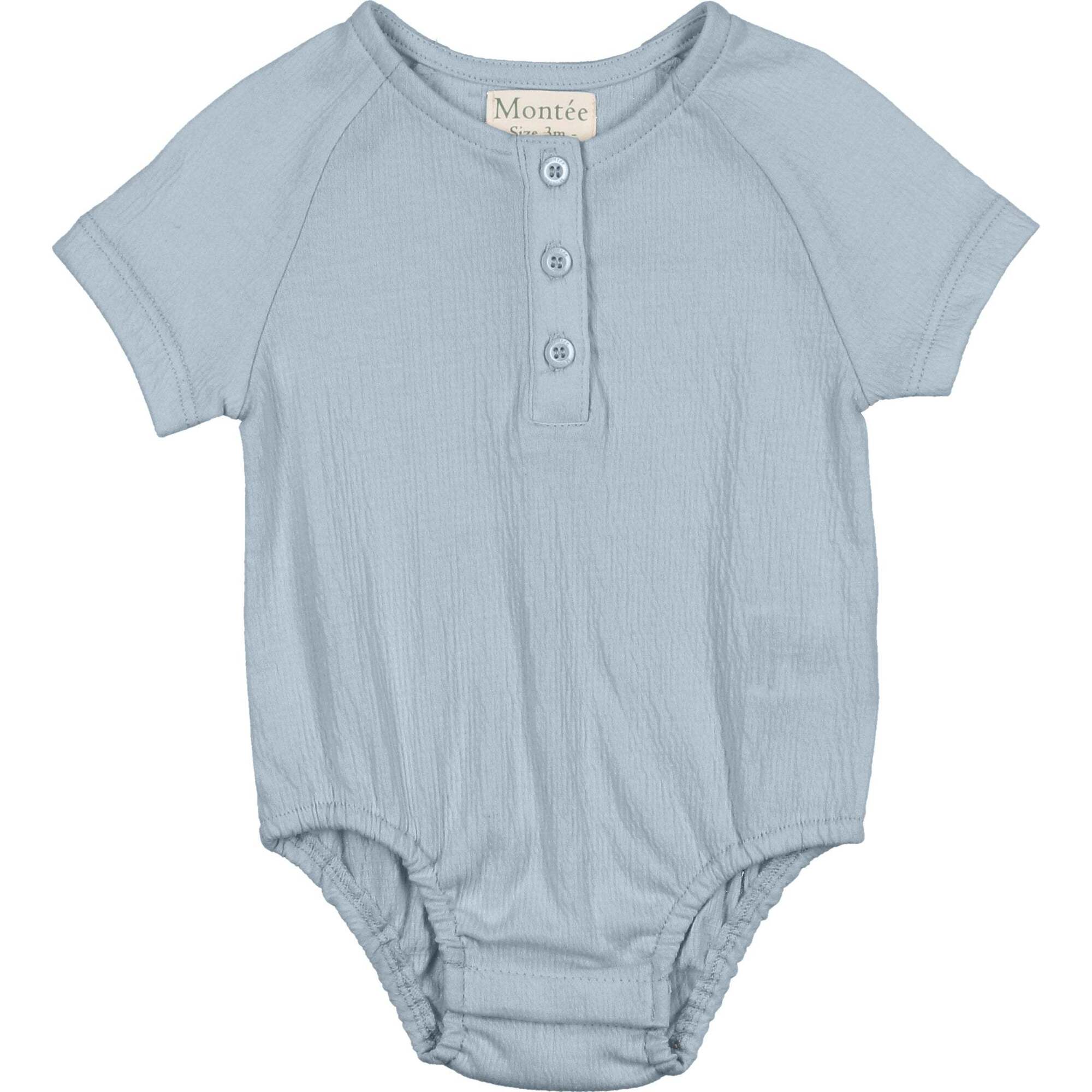 Boys Printed Gauze Romper, Sky Blue - Onesies - 1