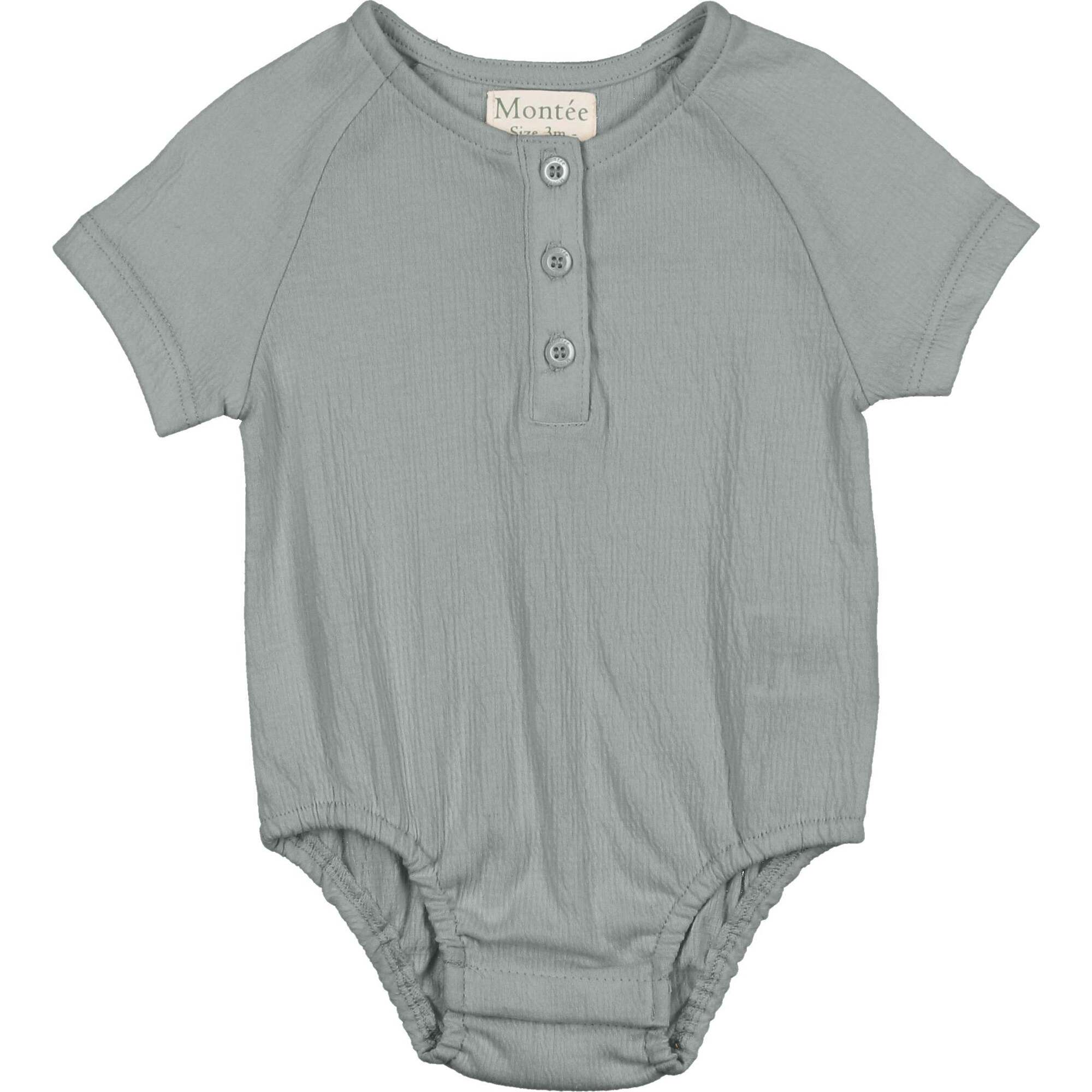 Boys Printed Gauze Romper, Sage - Onesies - 1