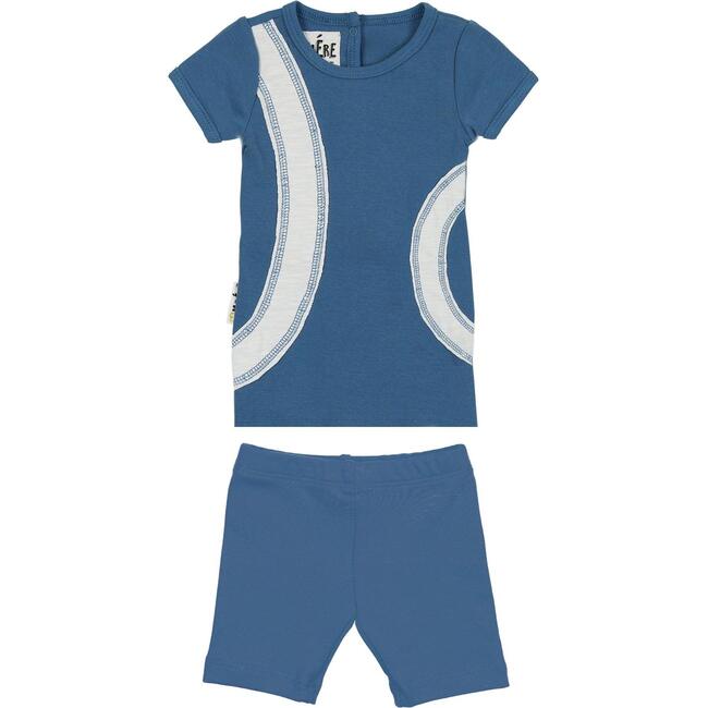 Arc Patch 2-Piece Top & Short Set, Royal Blue