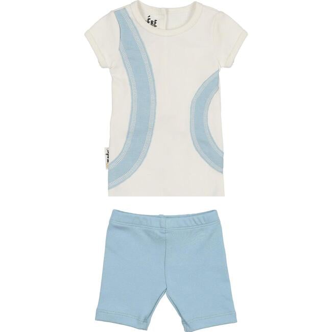 Arc Patch 2-Piece Top & Short Set, Light Blue