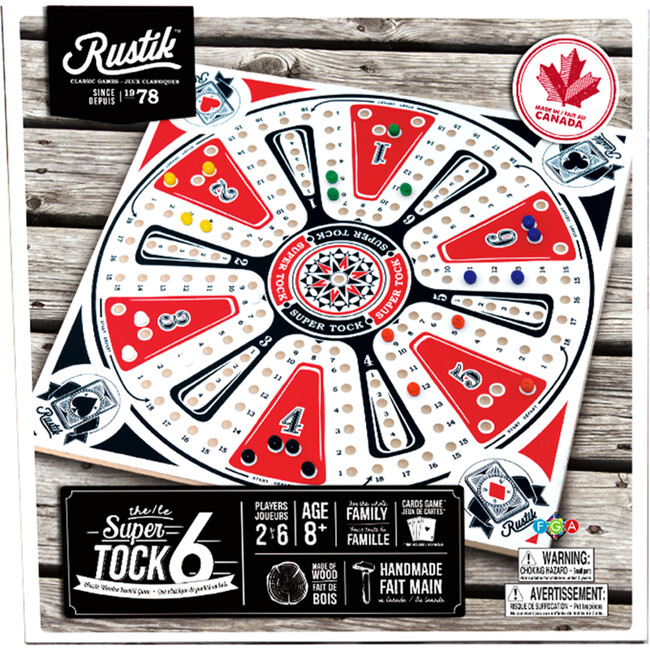 Rustik: 6-Player Tock Pachisi Game W/ Wood Playing Board - Games - 1