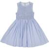 Rose Sleeveless Smocked Dress, Blue - Dresses - 1 - thumbnail