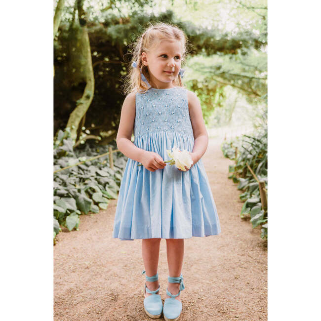 Rose Sleeveless Smocked Dress, Blue - Dresses - 2