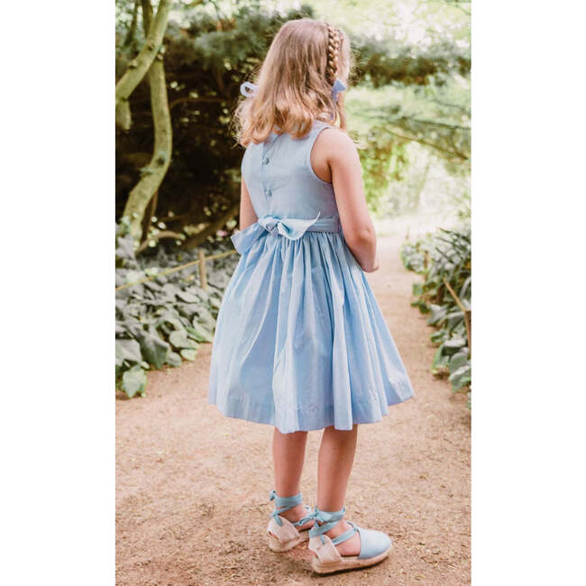 Rose Sleeveless Smocked Dress, Blue - Dresses - 3