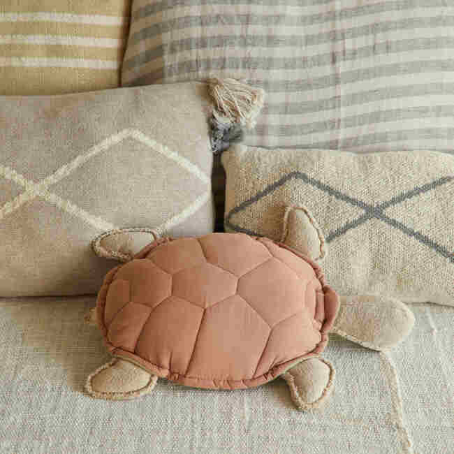 Quilted Shell Turtle Cushion, Orange And Natural - Pillows - 2