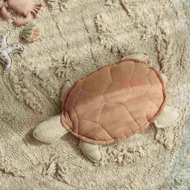 Quilted Shell Turtle Cushion, Orange And Natural - Pillows - 4