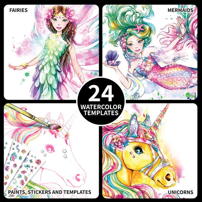 Fantastic Unicorn, Mermaids & Fairies Watercolor Kit - Craft Kits - 4