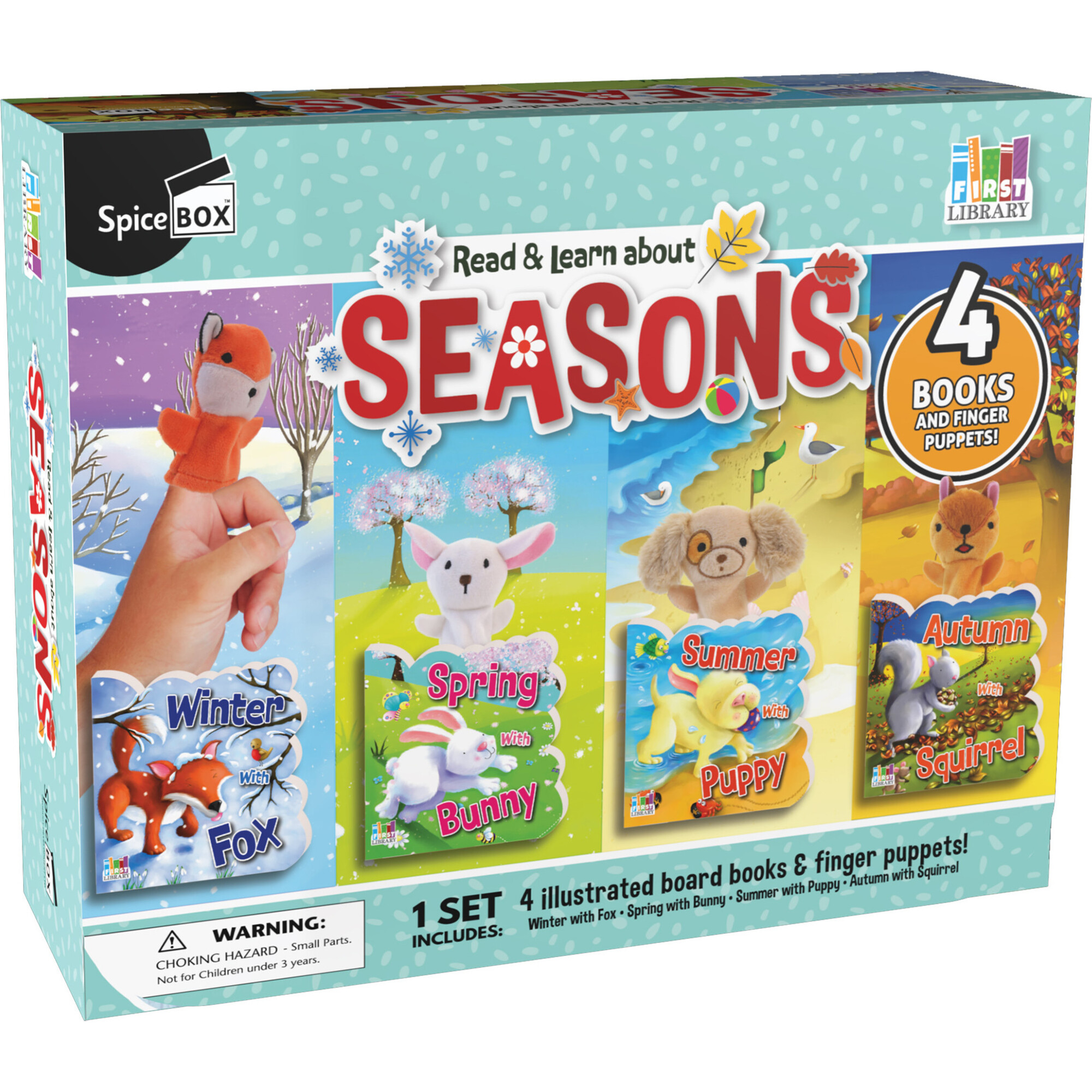 First Library: Four Seasons W/ 4 Die-Cut Board Books & Finger Puppets - Craft Kits - 1
