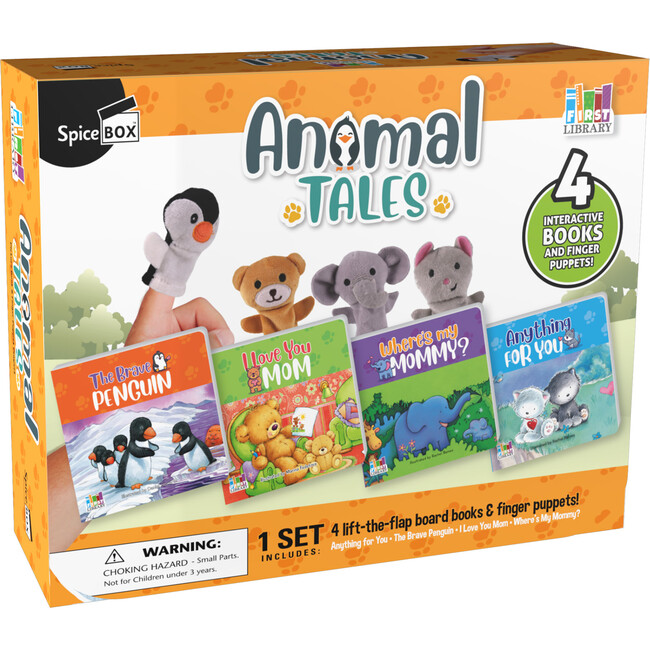 First Library: Animal Tales W/ Interactive Board Books & Finger Puppets