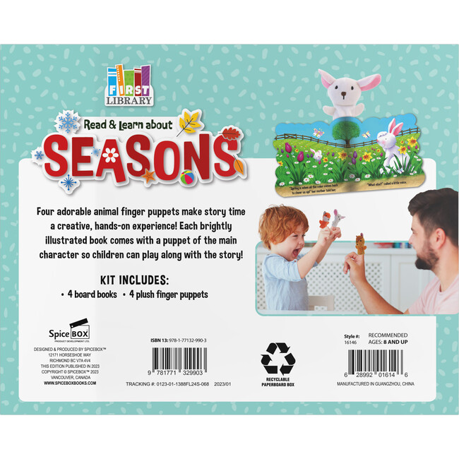 First Library: Four Seasons W/ 4 Die-Cut Board Books & Finger Puppets - Craft Kits - 5