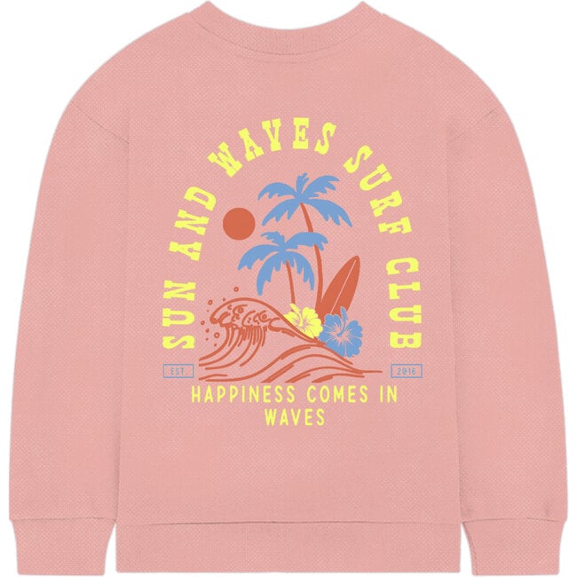 Kids Sun & Waves Crew Neck Sweatshirt, Rose - Sweatshirts - 2