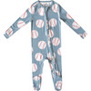 Slugger Print 2-Way Zip-Up Footie, Blue - Footie Pajamas - 1 - thumbnail