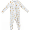 Chip Print 2-Way Zip-Up Footie, White - Footie Pajamas - 1 - thumbnail