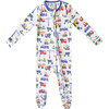 Diesel Print 2-Way Zip-Up Footie, White - Footie Pajamas - 1 - thumbnail