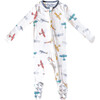 Ace Print 2-Way Zip-Up Footie, White - Footie Pajamas - 1 - thumbnail